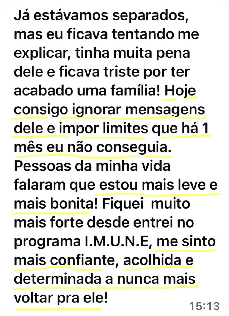 Depoimento de aluna do Programa I.M.U.N.E.